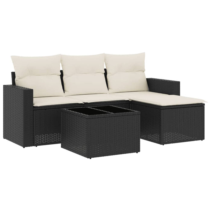 Set mobilier de grădină cu perne, 5 piese, negru, poliratan - WALTI WALTI