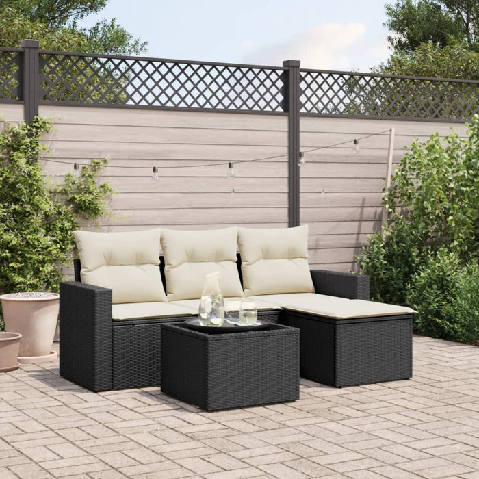 Set mobilier de grădină cu perne, 5 piese, negru, poliratan - WALTI WALTI
