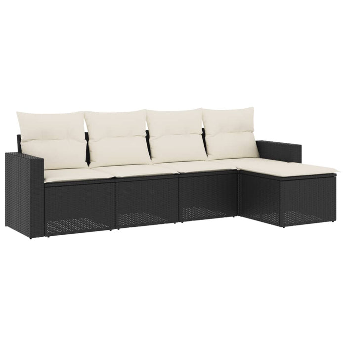 Set mobilier de grădină cu perne, 5 piese, negru, poliratan - WALTI WALTI