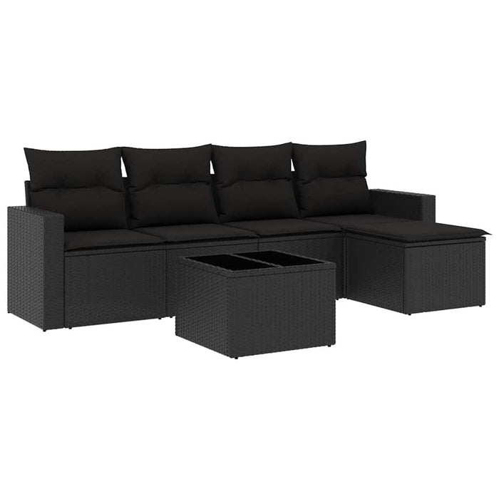 Set mobilier de grădină cu perne, 6 piese, negru, poliratan - WALTI WALTI