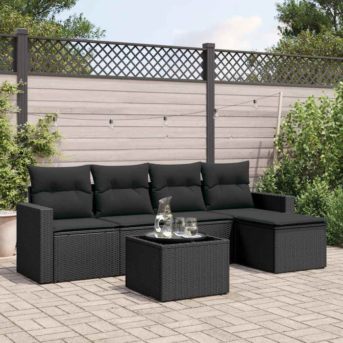 Set mobilier de grădină cu perne, 6 piese, negru, poliratan - WALTI WALTI