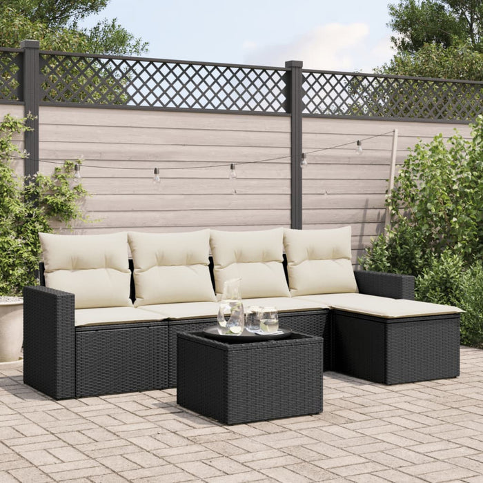 Set mobilier de grădină cu perne, 6 piese, negru, poliratan - WALTI WALTI