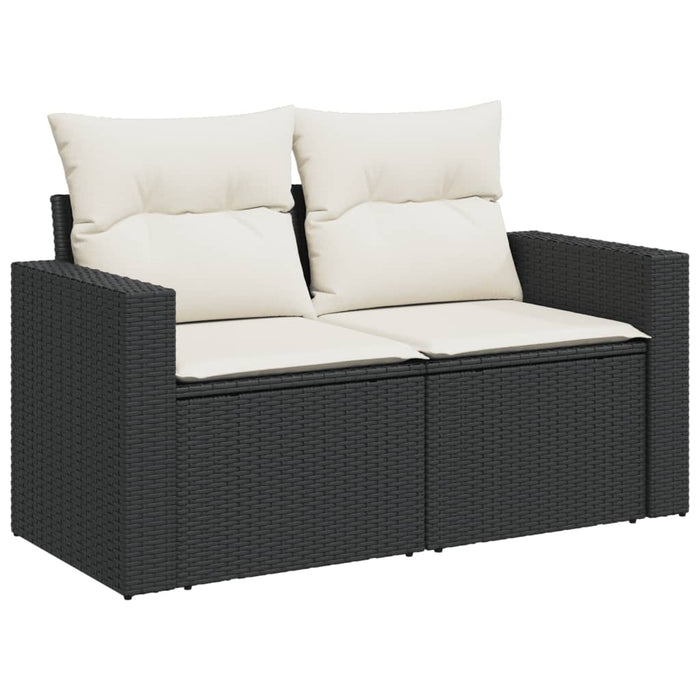 Set mobilier de grădină cu perne, 4 piese, negru, poliratan WALTI