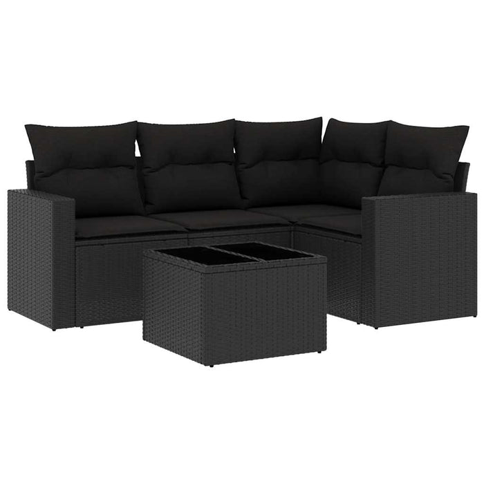 Set mobilier de grădină cu perne, 5 piese, negru, poliratan - WALTI WALTI