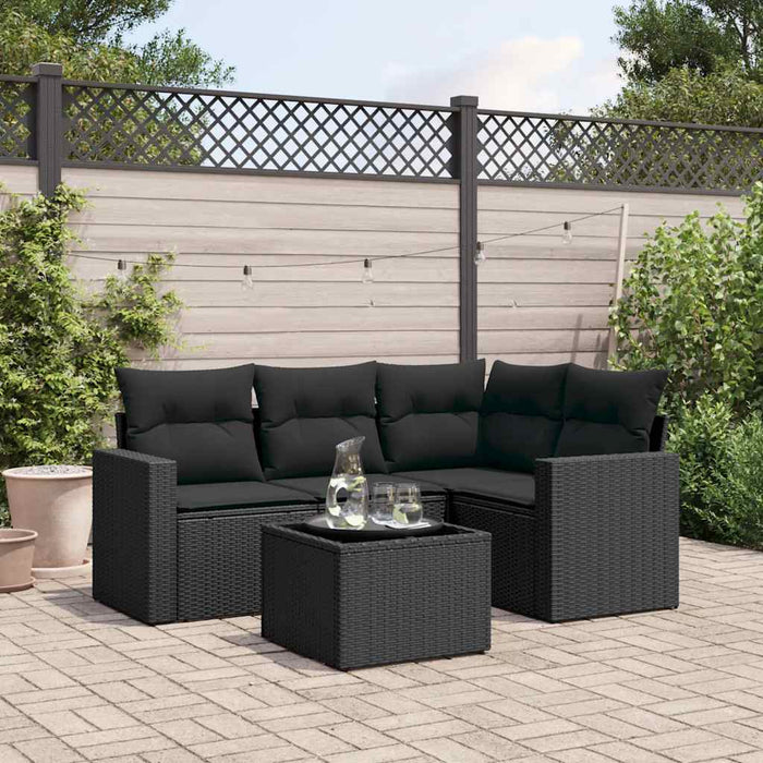 Set mobilier de grădină cu perne, 5 piese, negru, poliratan - WALTI WALTI