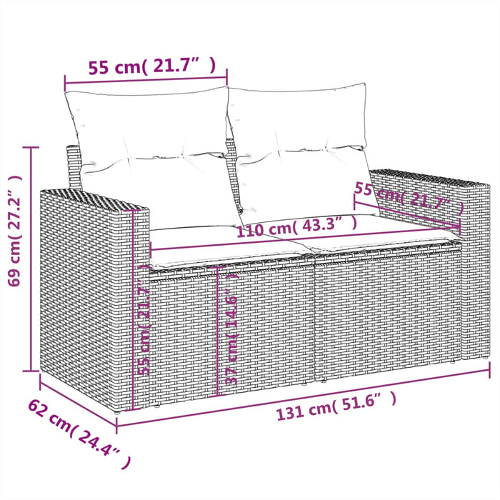 Set mobilier de grădină cu perne, 5 piese, negru, poliratan WALTI
