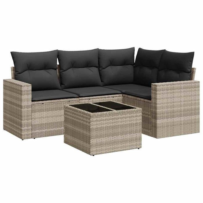 Set canapele de grădină cu perne, 5 piese gri deschis poliratan - WALTI WALTI
