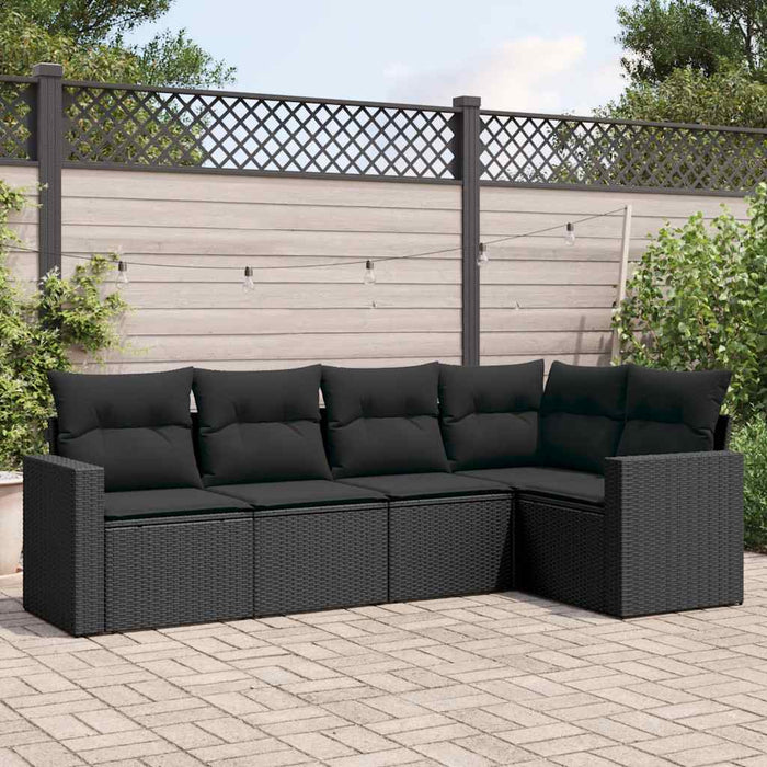 Set mobilier de grădină cu perne, 5 piese, negru, poliratan - WALTI WALTI