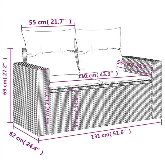 Set mobilier de grădină cu perne, 5 piese, negru, poliratan WALTI
