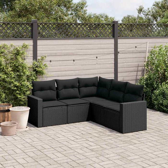 Set mobilier de grădină cu perne, 5 piese, negru, poliratan - WALTI WALTI