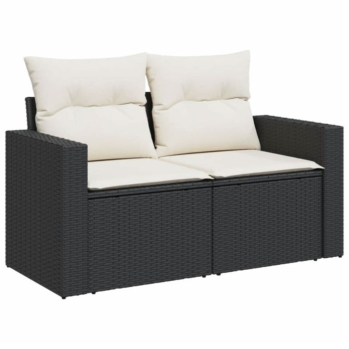 Set mobilier de grădină cu perne, 5 piese, negru, poliratan WALTI