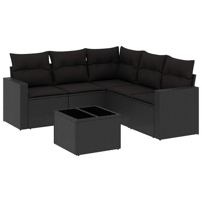 Set mobilier de grădină cu perne, 6 piese, negru, poliratan - WALTI WALTI