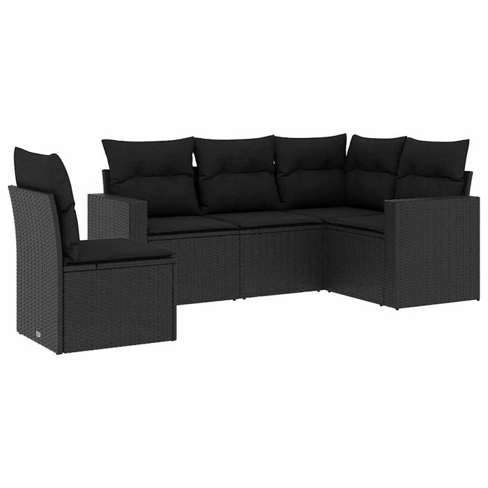 Set mobilier de grădină cu perne, 5 piese, negru, poliratan - WALTI WALTI
