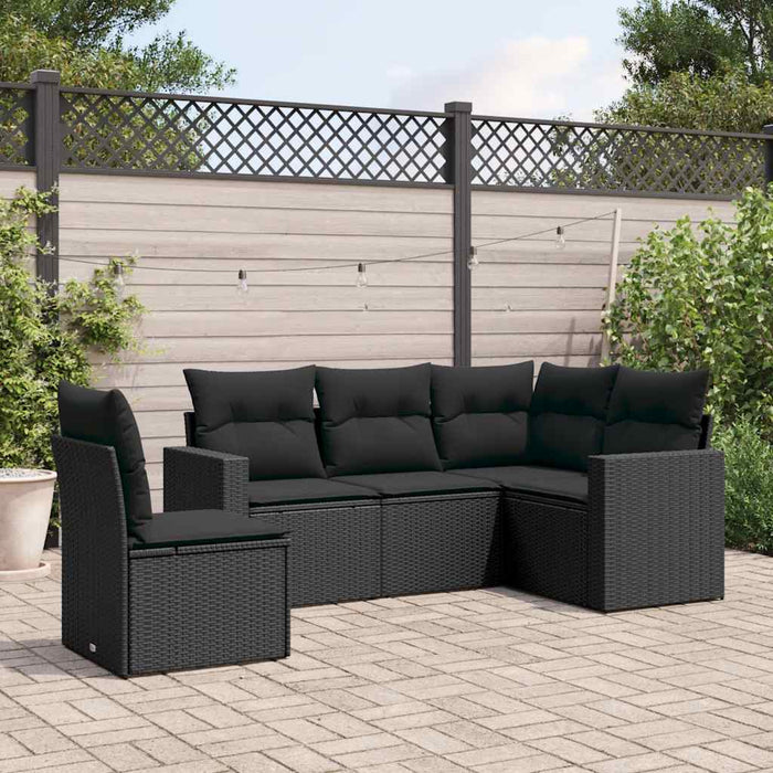Set mobilier de grădină cu perne, 5 piese, negru, poliratan - WALTI WALTI