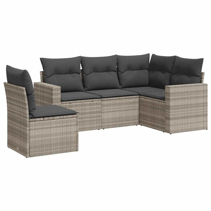 Set canapele de grădină cu perne, 5 piese gri deschis poliratan - WALTI WALTI
