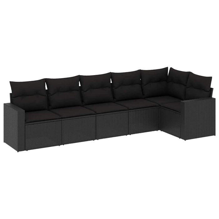 Set mobilier de grădină cu perne, 6 piese, negru, poliratan - WALTI WALTI