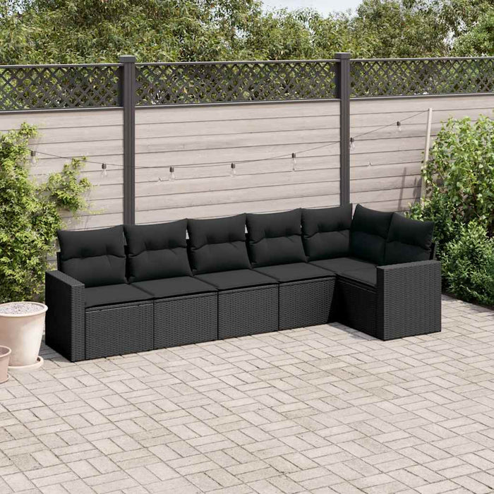 Set mobilier de grădină cu perne, 6 piese, negru, poliratan - WALTI WALTI