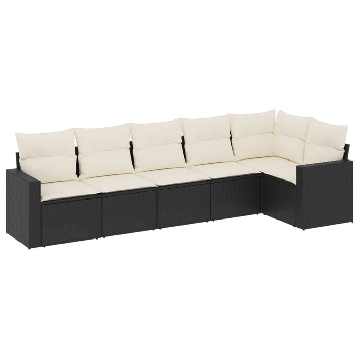 Set mobilier de grădină cu perne, 6 piese, negru, poliratan - WALTI WALTI