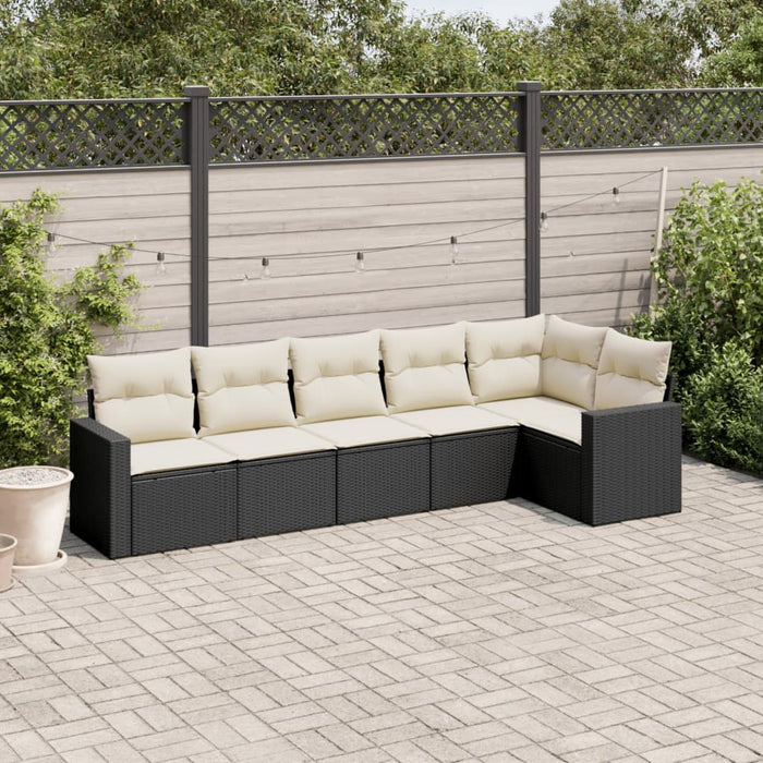 Set mobilier de grădină cu perne, 6 piese, negru, poliratan - WALTI WALTI