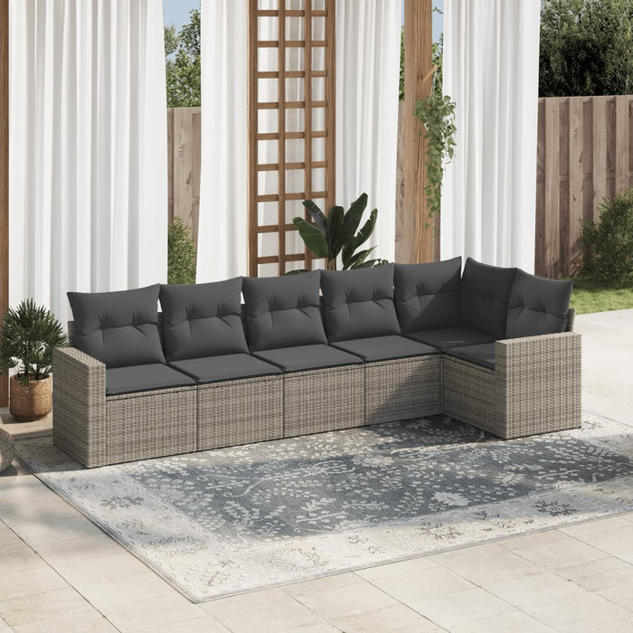 Set mobilier grădină cu perne, 6 piese, gri, poliratan - WALTI WALTI