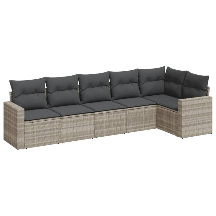 Set canapele de grădină cu perne, 6 piese gri deschis poliratan - WALTI WALTI