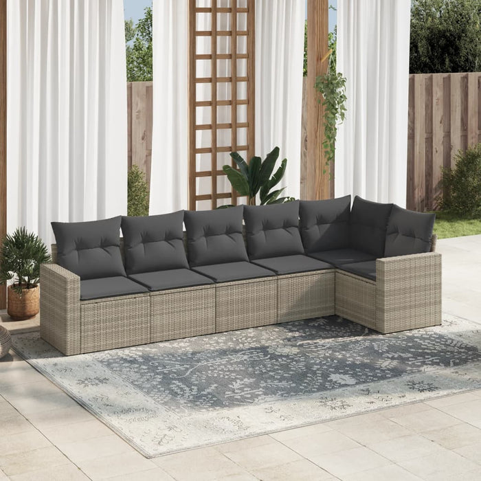 Set canapele de grădină cu perne, 6 piese gri deschis poliratan - WALTI WALTI