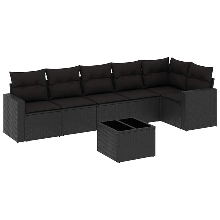 Set canapele de grădină cu perne, 7 piese, negru, poliratan - WALTI WALTI