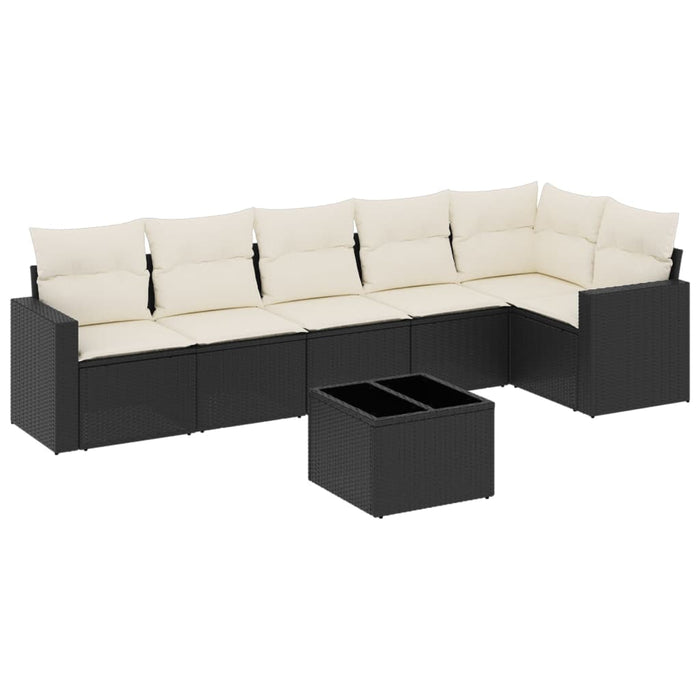 Set canapele de grădină cu perne, 7 piese, negru, poliratan - WALTI WALTI