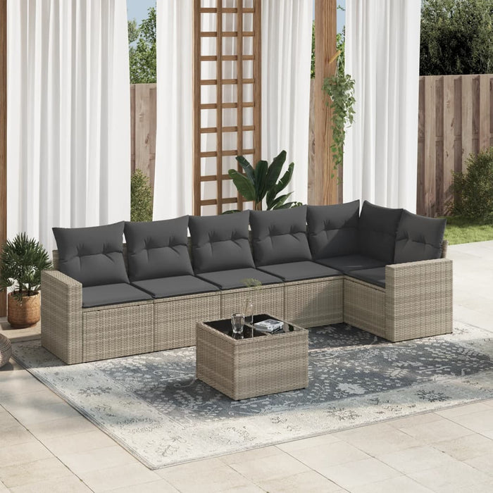 Set canapele de grădină cu perne, 7piese gri deschis poliratan - WALTI WALTI
