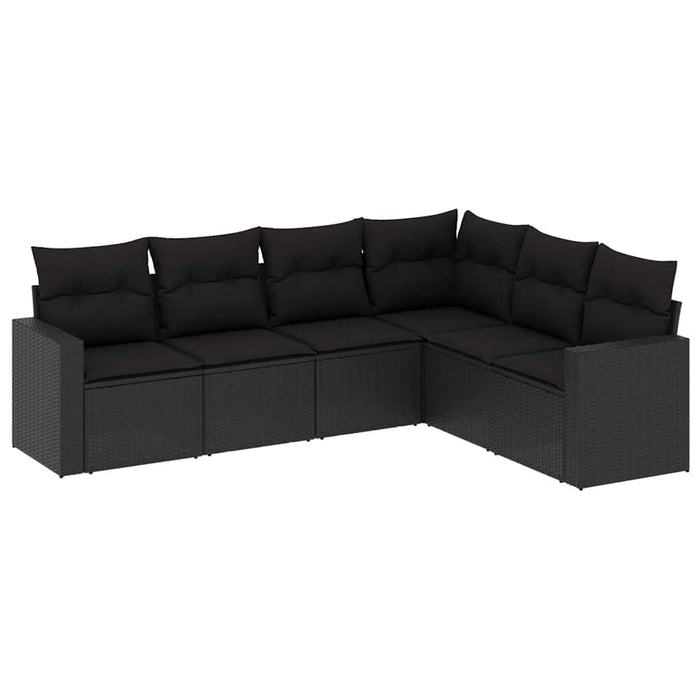 Set mobilier de grădină cu perne, 6 piese, negru, poliratan - WALTI WALTI
