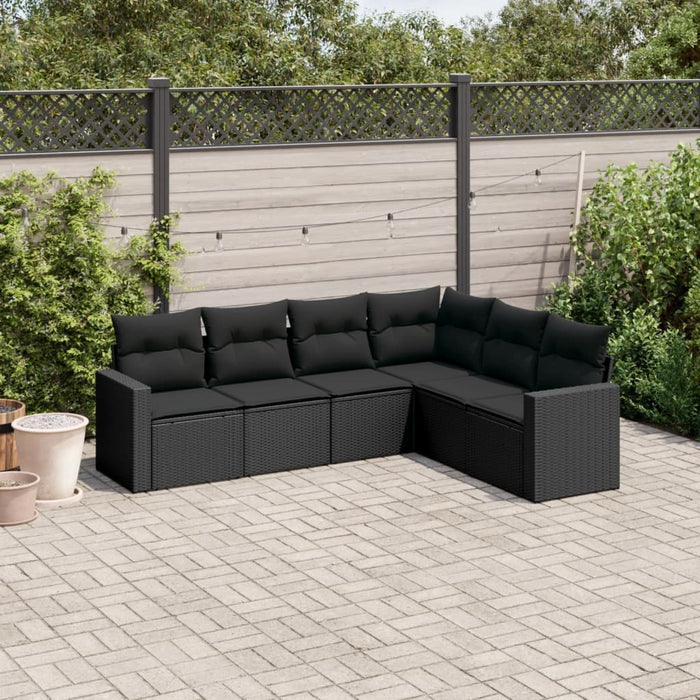Set mobilier de grădină cu perne, 6 piese, negru, poliratan - WALTI WALTI