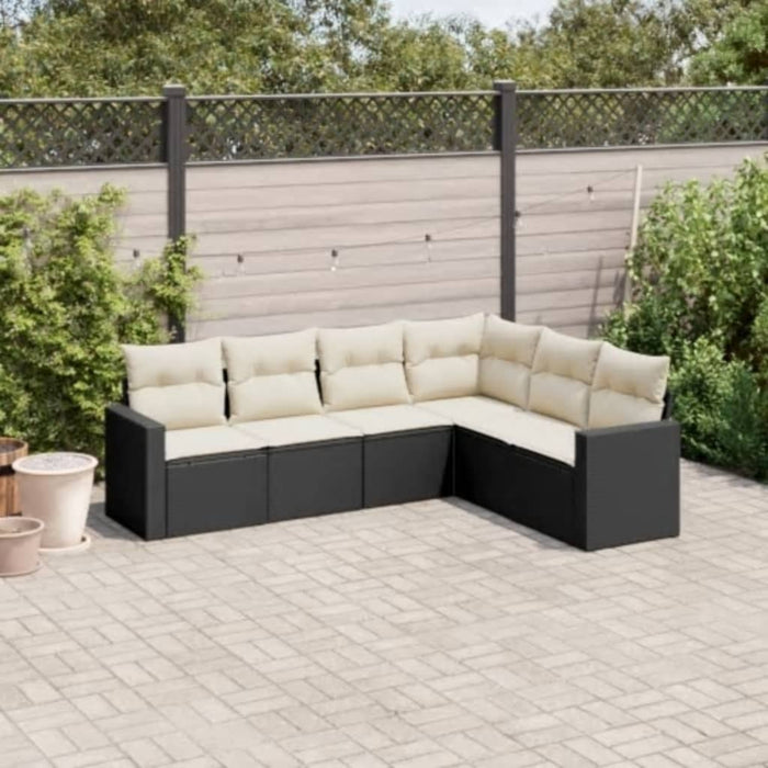 Set mobilier de grădină cu perne, 6 piese, negru, poliratan - WALTI WALTI