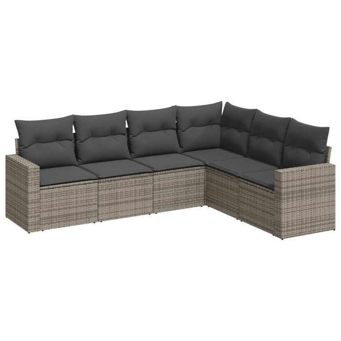 Set mobilier grădină cu perne, 6 piese, gri, poliratan - WALTI WALTI