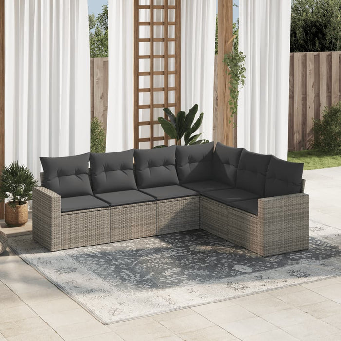 Set mobilier grădină cu perne, 6 piese, gri, poliratan - WALTI WALTI