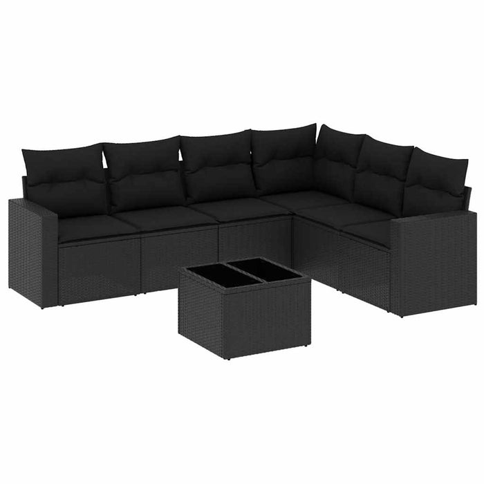 Set canapele de grădină cu perne, 7 piese, negru, poliratan - WALTI WALTI