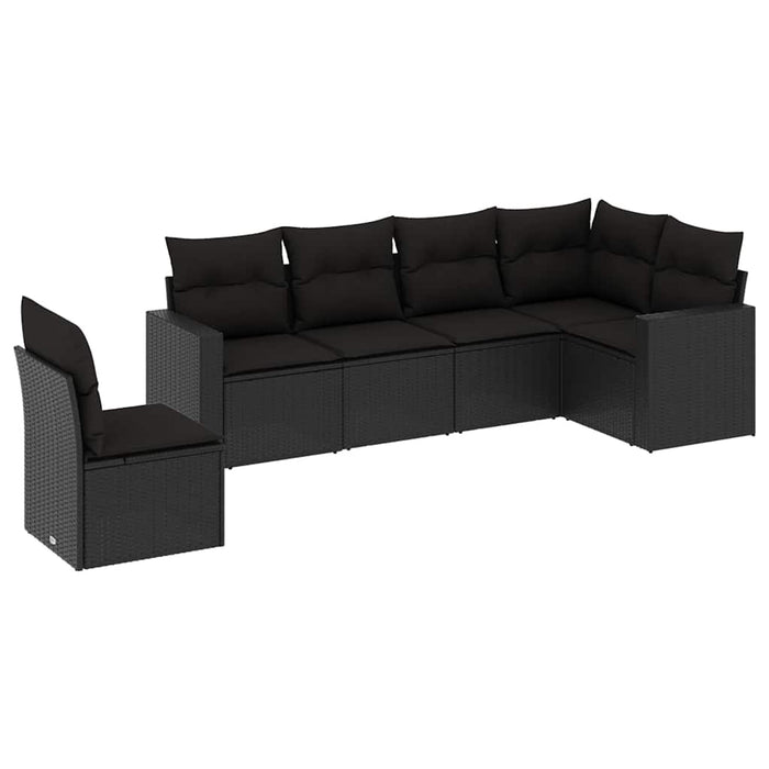Set mobilier de grădină cu perne, 6 piese, negru, poliratan - WALTI WALTI