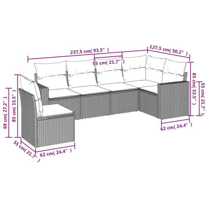 Set mobilier de grădină cu perne, 6 piese, negru, poliratan - WALTI WALTI