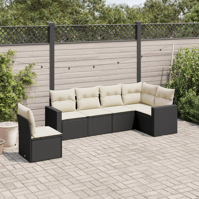Set mobilier de grădină cu perne, 6 piese, negru, poliratan - WALTI WALTI
