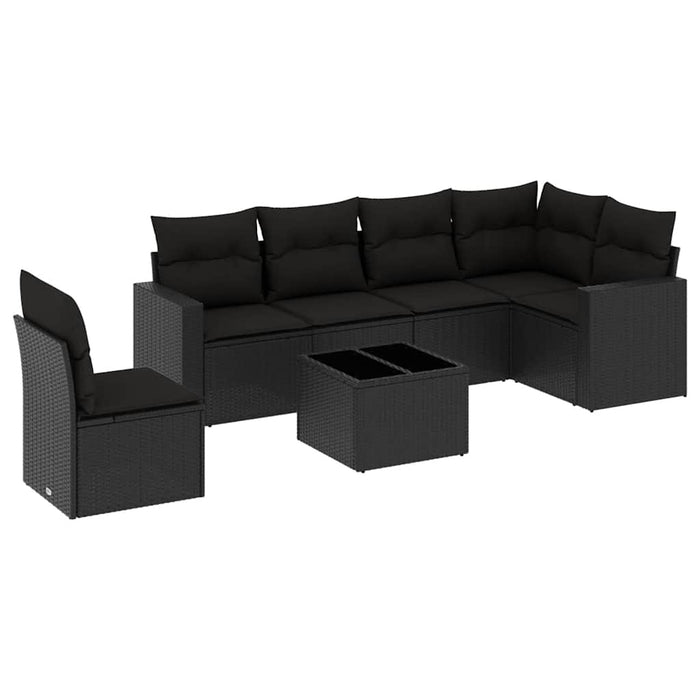 Set canapele de grădină cu perne, 7 piese, negru, poliratan - WALTI WALTI