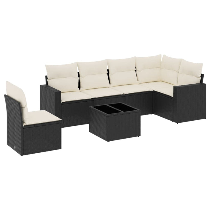 Set canapele de grădină cu perne, 7 piese, negru, poliratan - WALTI WALTI