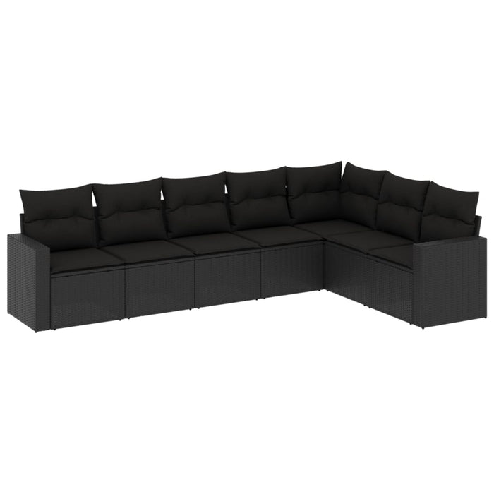 Set canapele de grădină cu perne, 7 piese, negru, poliratan - WALTI WALTI
