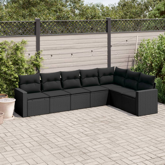 Set canapele de grădină cu perne, 7 piese, negru, poliratan - WALTI WALTI