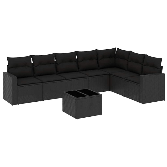 Set mobilier de grădină cu perne, 8 piese, negru, poliratan - WALTI WALTI