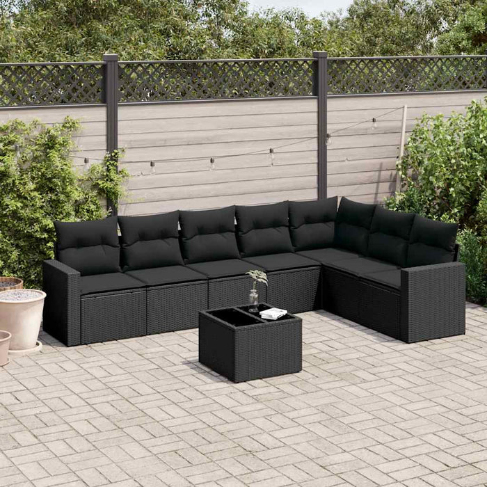 Set mobilier de grădină cu perne, 8 piese, negru, poliratan - WALTI WALTI