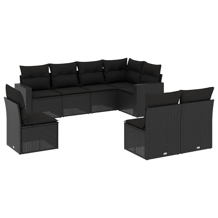 Set mobilier de grădină cu perne, 8 piese, negru, poliratan - WALTI WALTI
