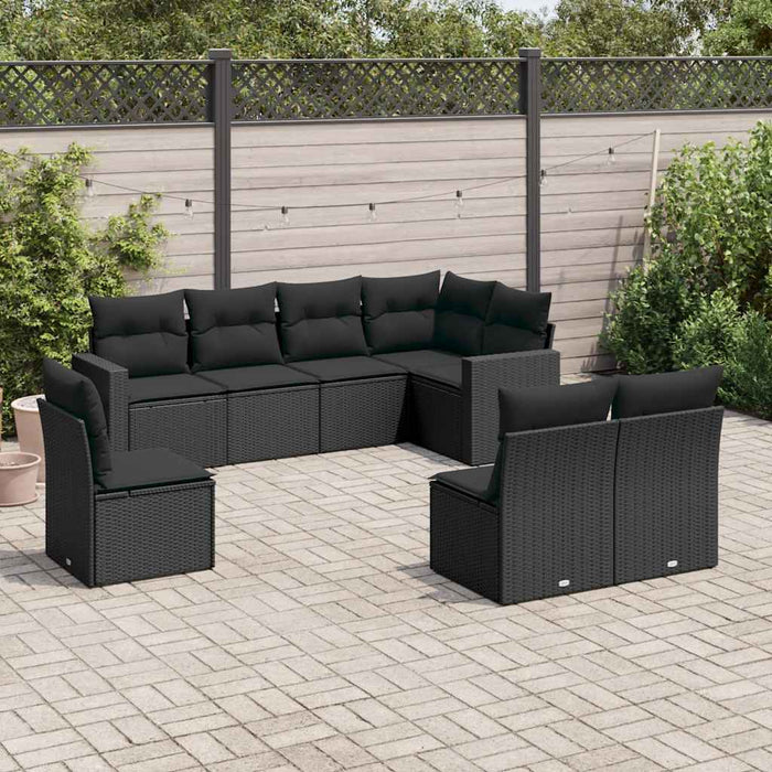 Set mobilier de grădină cu perne, 8 piese, negru, poliratan - WALTI WALTI