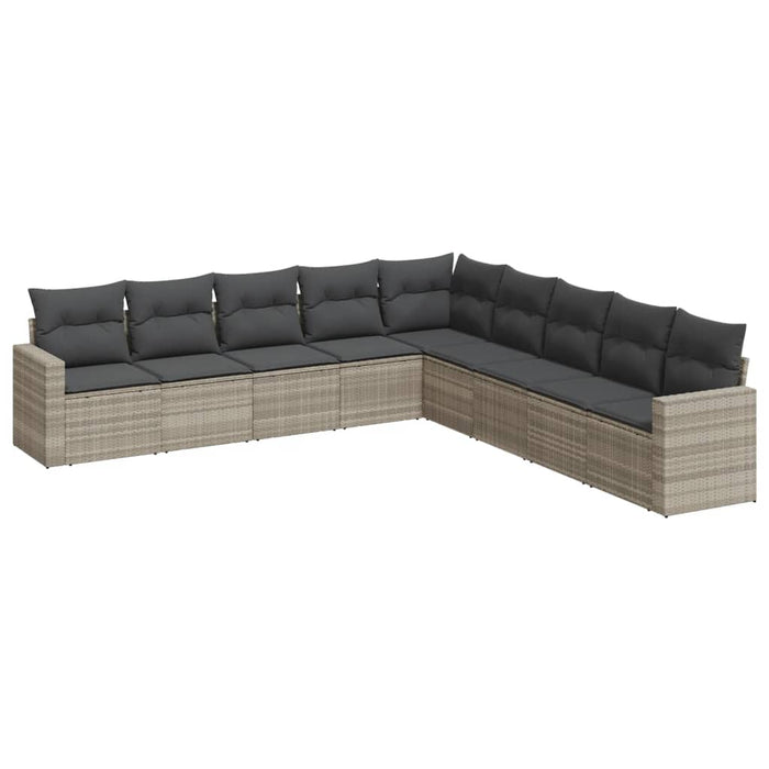 Set canapele de grădină cu perne, 9 piese gri deschis poliratan - WALTI WALTI