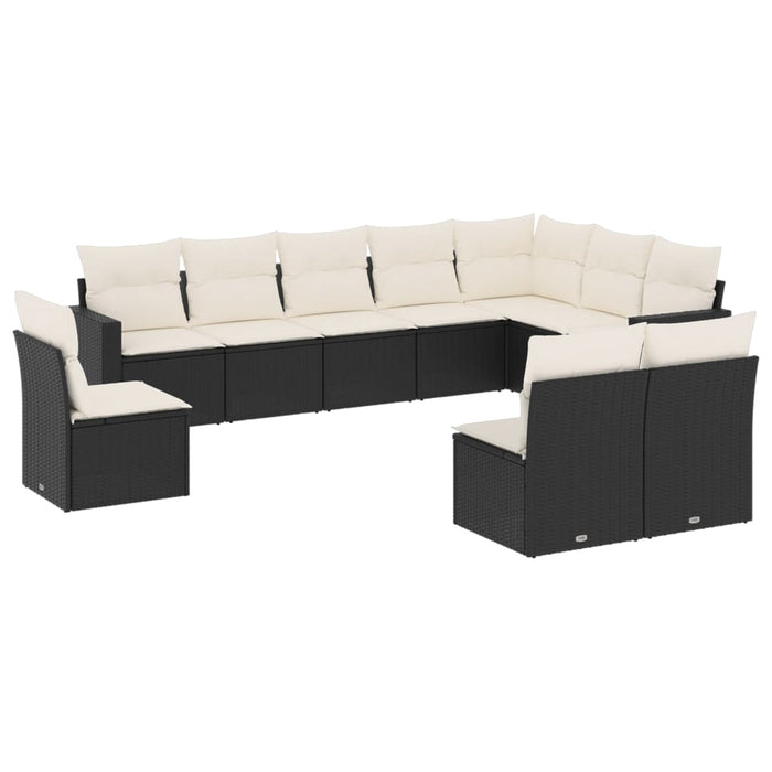 Set canapele de grădină cu perne, 10 piese, negru, poliratan - WALTI WALTI