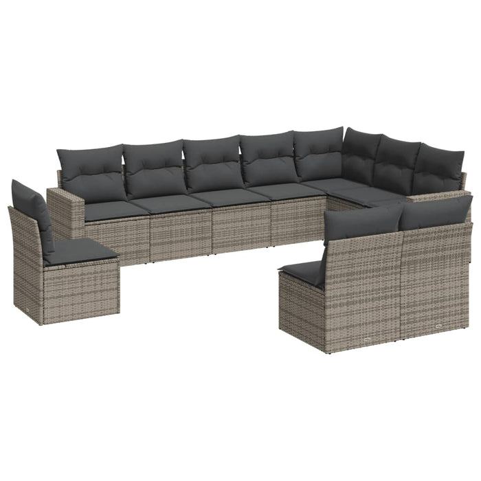 Set mobilier de grădină cu perne, 10 piese, gri, poliratan - WALTI WALTI