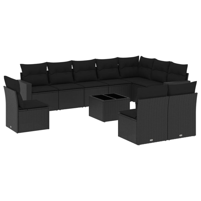 Set canapele de grădină cu perne, 11 piese, negru, poliratan - WALTI WALTI